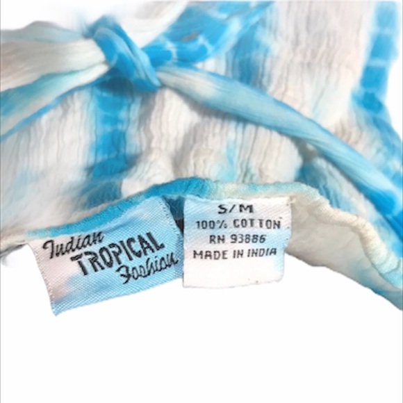 Indian Tropical Fashion Tie-dye Sundress Blue White S/M - Picture 6 of 7